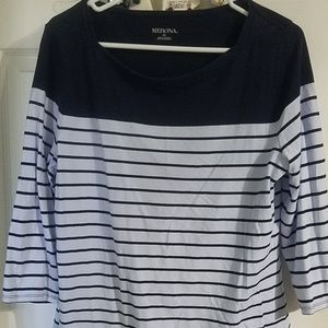 Blue white striped merona top